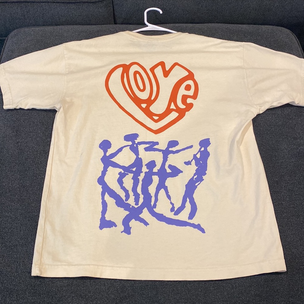 Cream colored LOVE shirt size M. 100% Heavy cotton